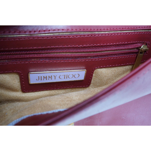 Jimmy Choo Red Leather and Python Cassie Shoulder Bag - Picture 6 of 7